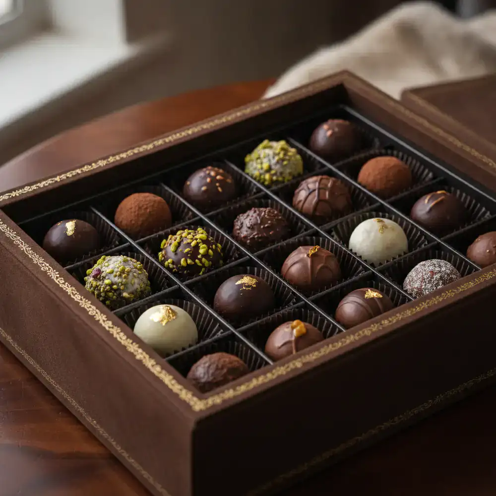 Luxury box of assorted gourmet truffles