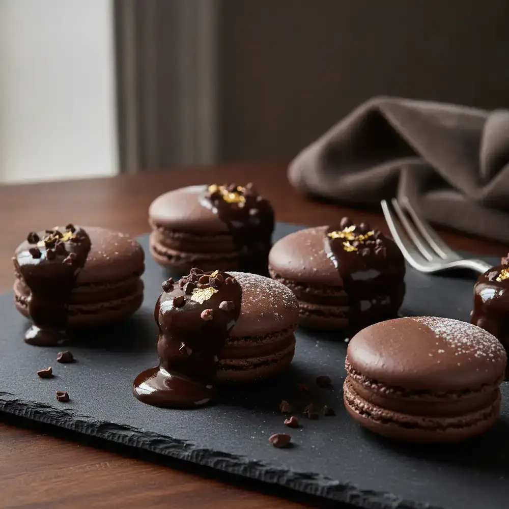 Chocolate Dipped Macarons